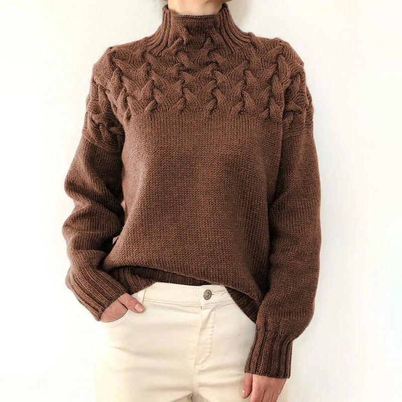 Violet | Women's Cable Knit Mock Neck Sweater