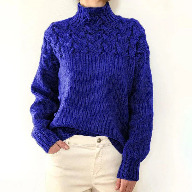 Violet | Women's Cable Knit Mock Neck Sweater