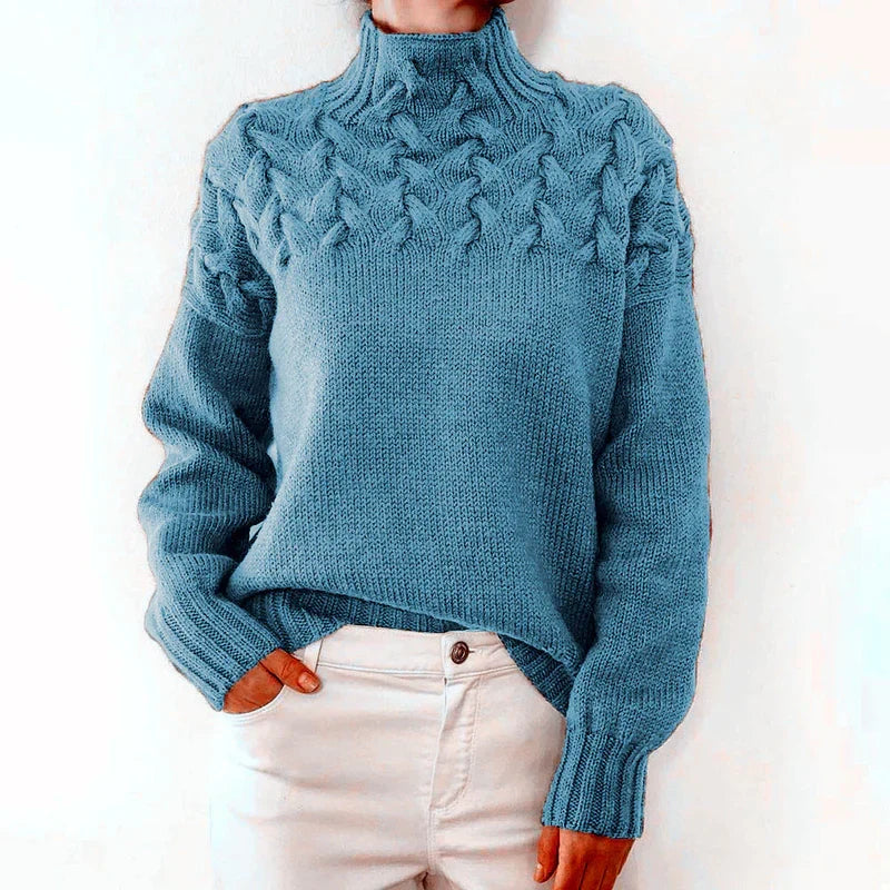 Violet | Women's Cable Knit Mock Neck Sweater