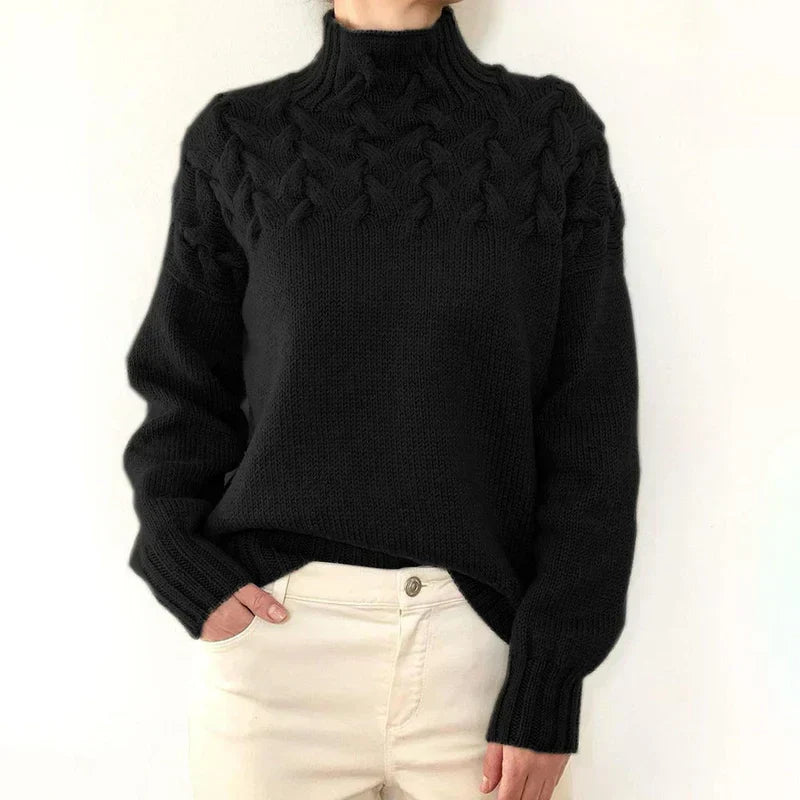 Violet | Women's Cable Knit Mock Neck Sweater