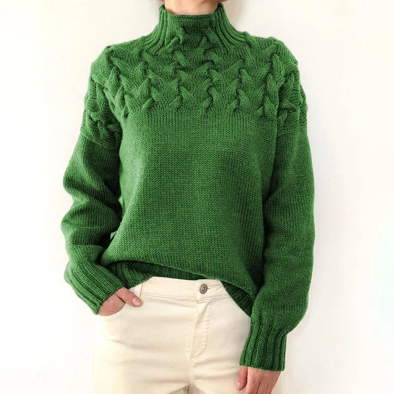Violet | Women's Cable Knit Mock Neck Sweater