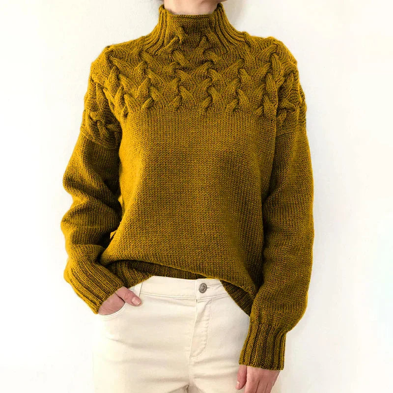 Violet | Women's Cable Knit Mock Neck Sweater