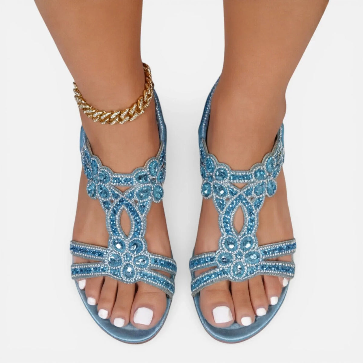 Violet | Women's Orthopedic Wedge Sandals with Embellished Straps and Ankle Strap