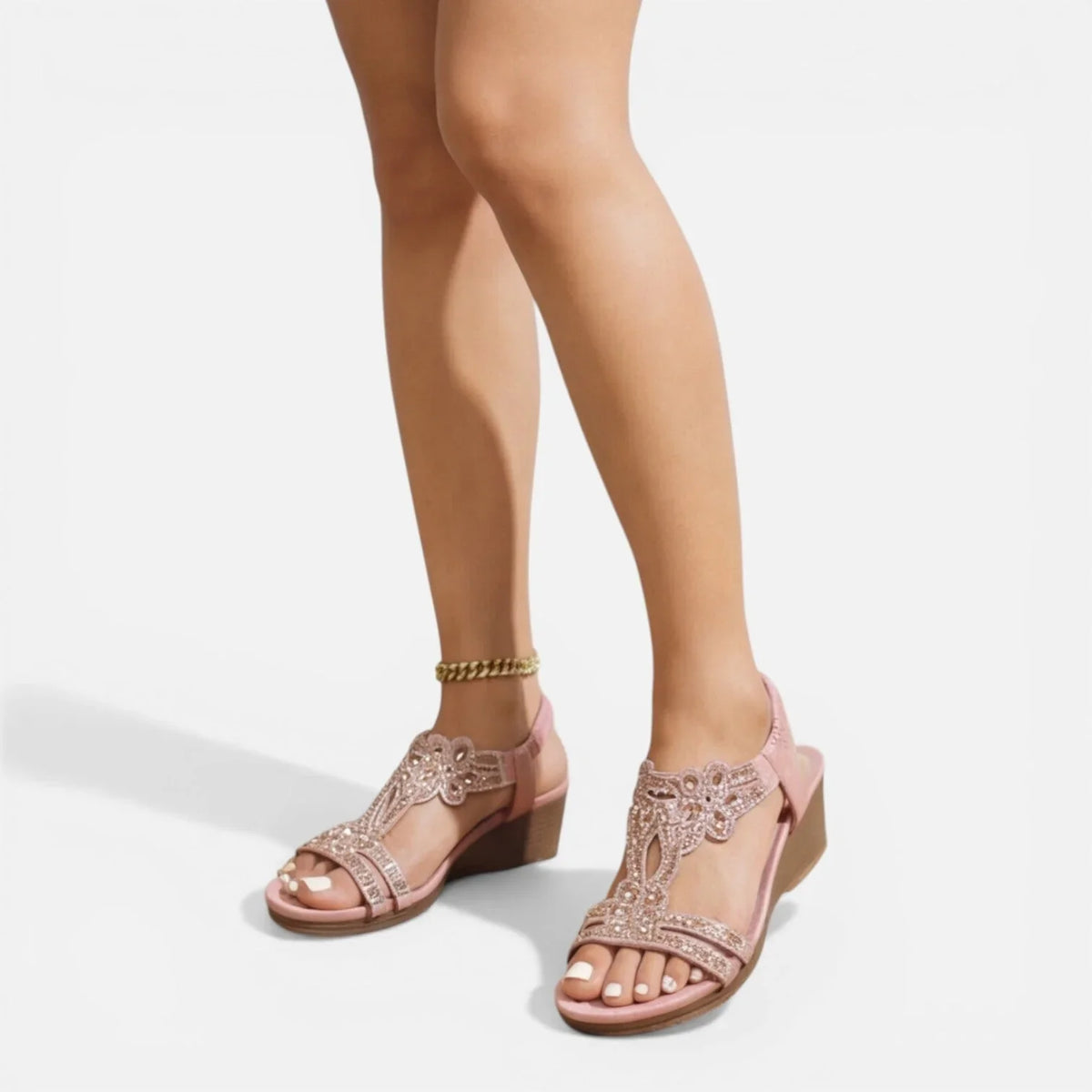 Violet | Women's Orthopedic Wedge Sandals with Embellished Straps and Ankle Strap