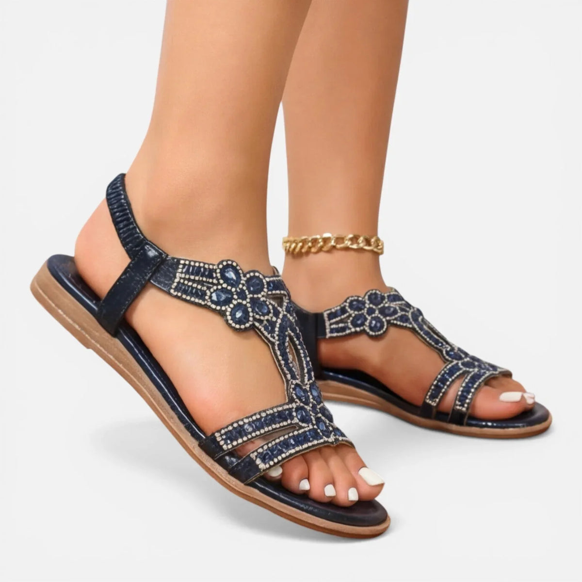 Violet | Women's Orthopedic Wedge Sandals with Embellished Straps and Ankle Strap