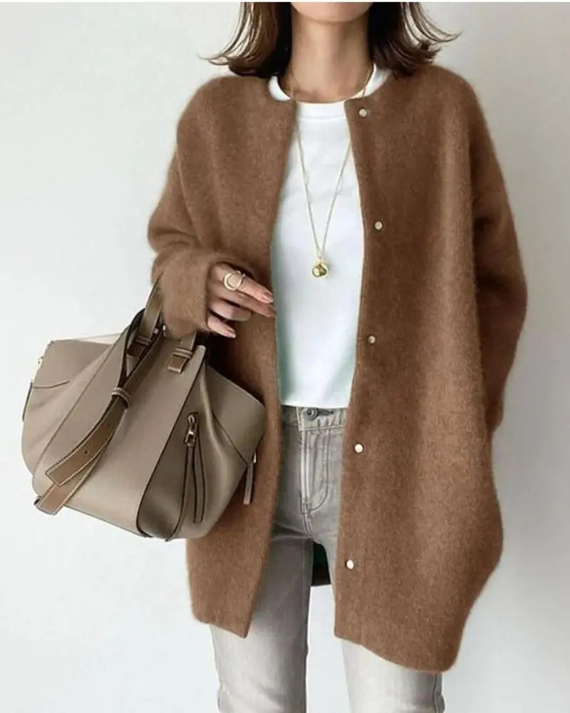 Violet | Women's Sweater Knit Cardigan with Round Neck