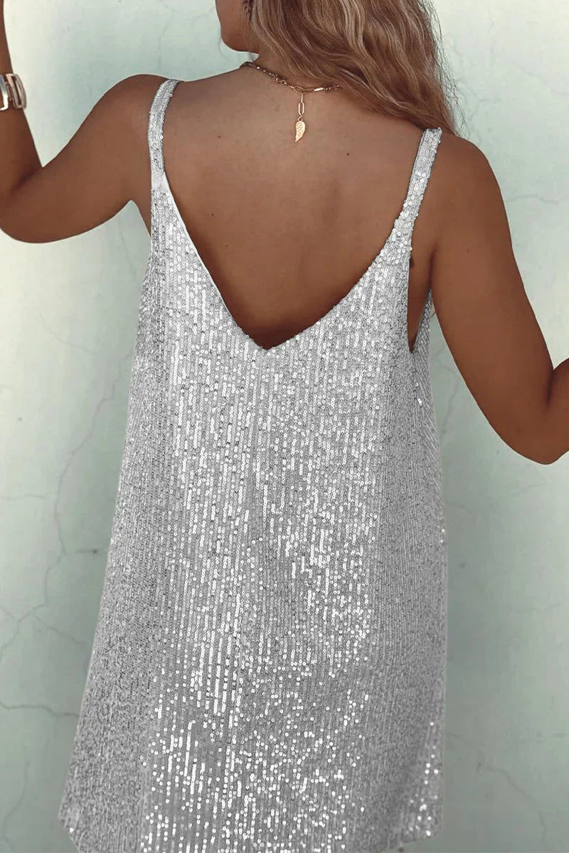 Vivienne | V-Neck Sequin Party Mini Dress