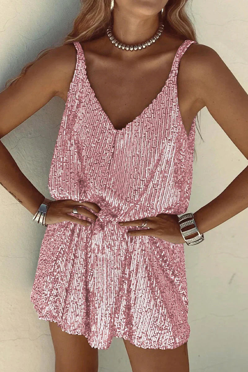 Vivienne | V-Neck Sequin Party Mini Dress