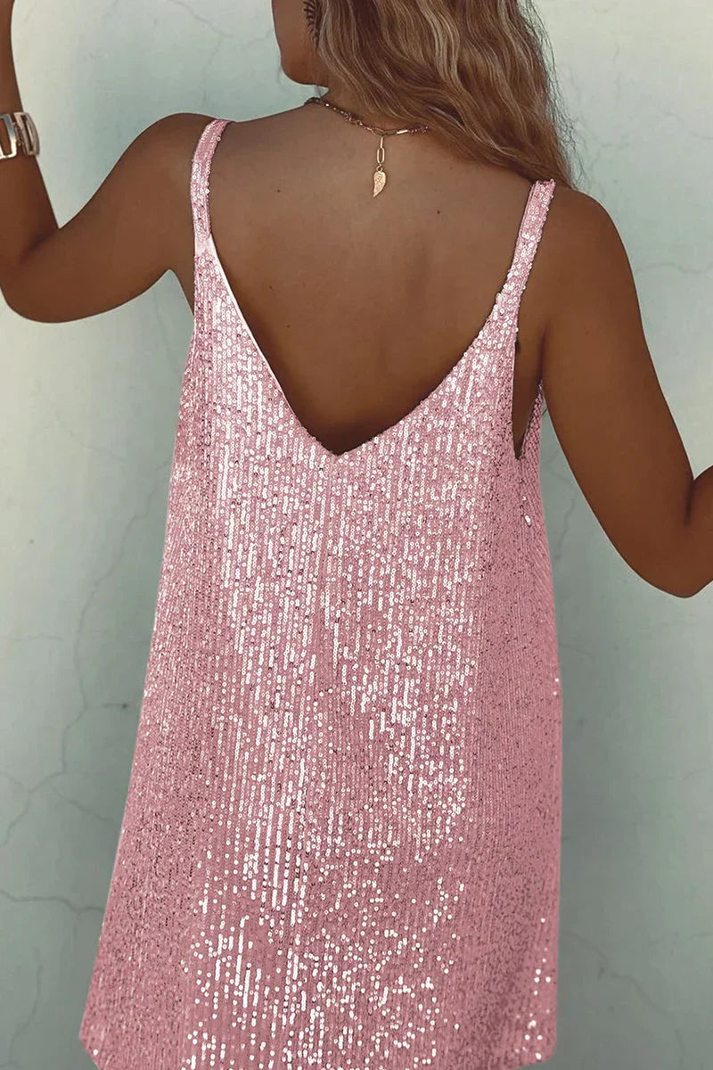 Vivienne | V-Neck Sequin Party Mini Dress