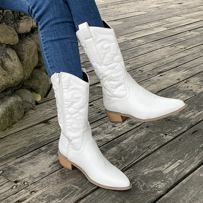 Women's Metallic Cowboy Boots with Sturdy Sole | Soft Inner Lining, High Shine Western Finish | Size 6-9, 5 Colors