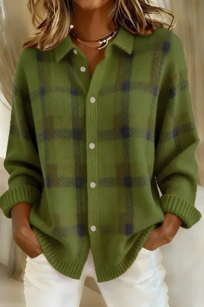 Wanda | Plaid Knit Cardigan with Button-Front for Women