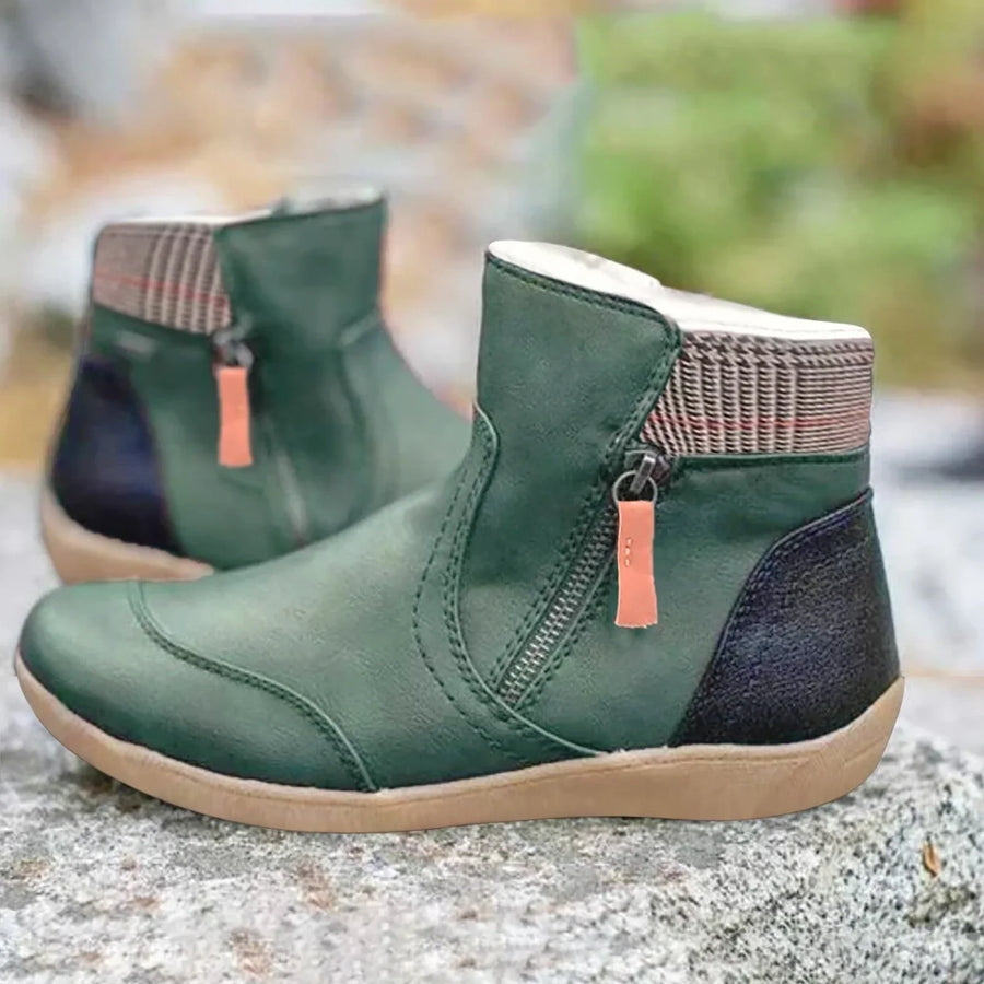 Women's check side zip waterproof ankle boots