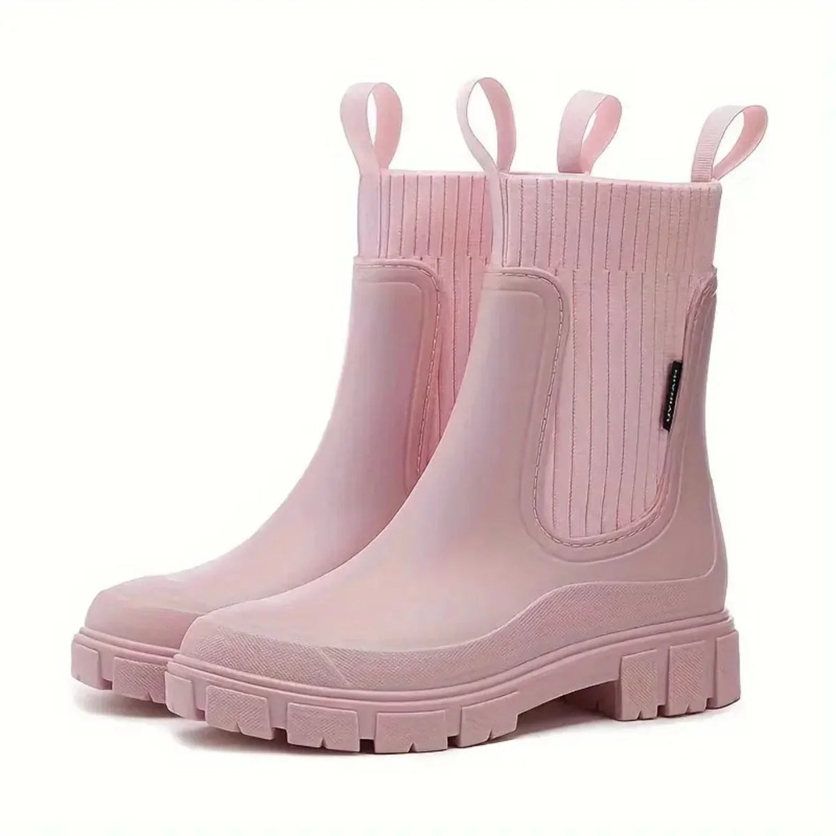 Chelsea Boots - Chunky Lug Sole Knit Shaft Women's Black