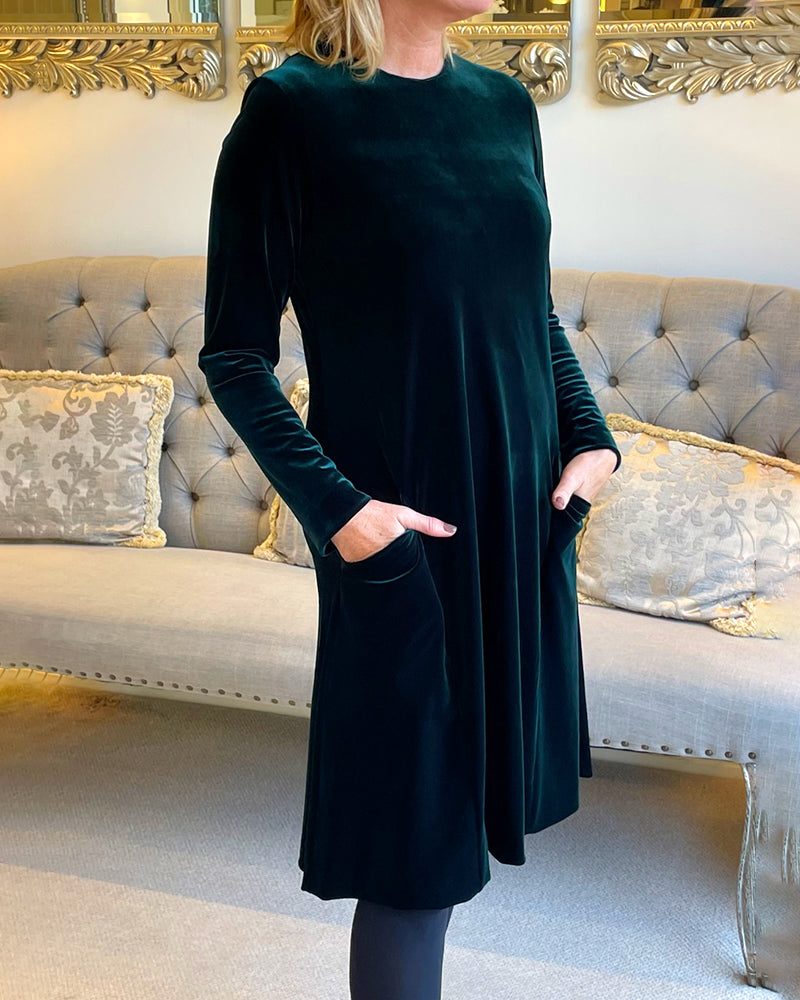 Waverly | Velvet A-Line Midi Dress with Pockets for Women