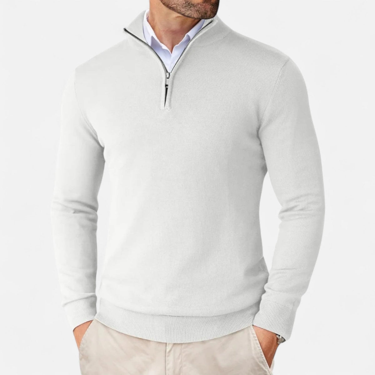 Men's Slim-Fit Quarter-Zip Sweater, Mock Neck, Long Sleeves