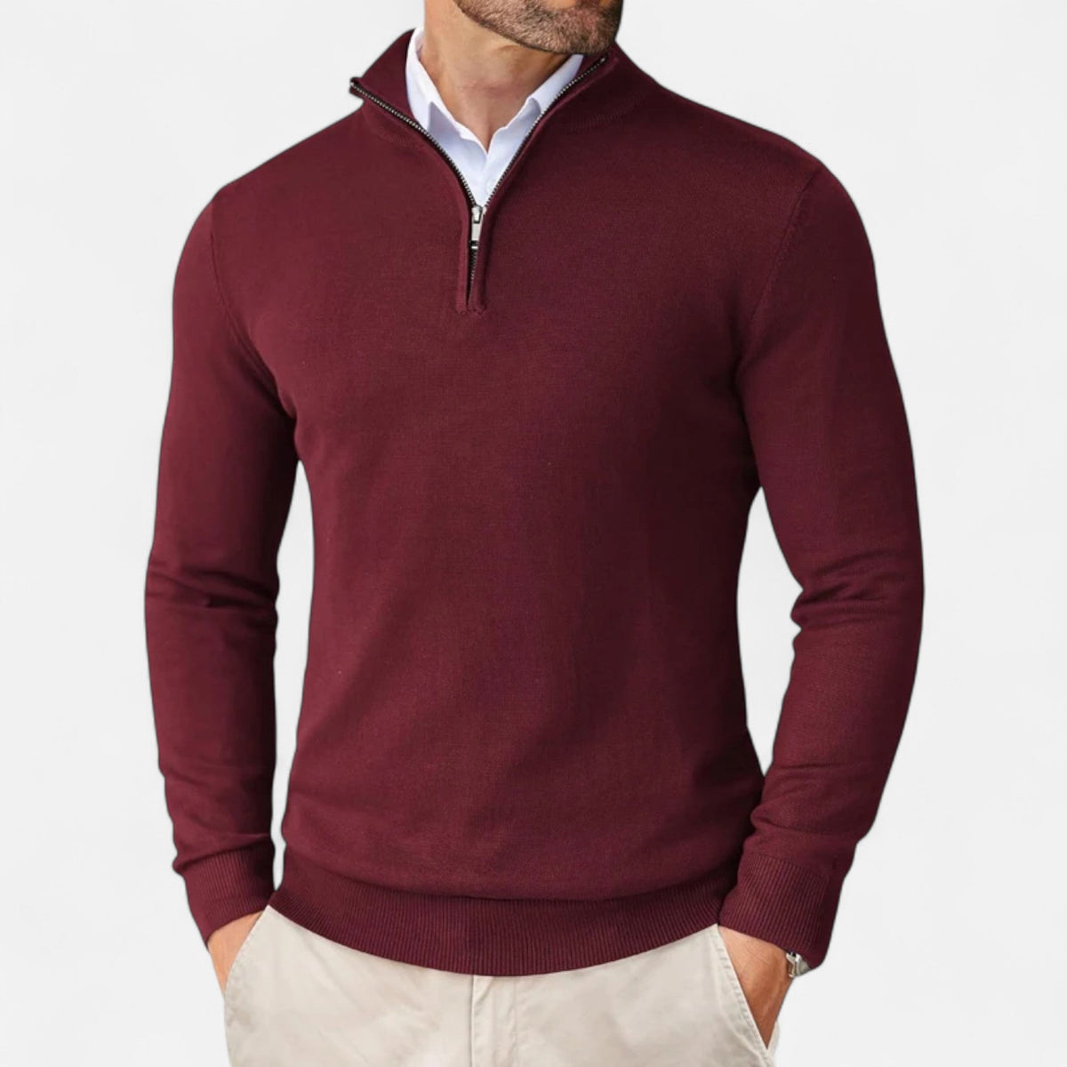 Men's Slim-Fit Quarter-Zip Sweater, Mock Neck, Long Sleeves