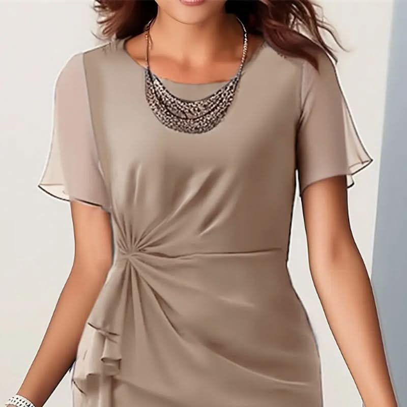 Wivina | Midi Dress with Flutter Sleeves and Ruffle Hem for Women
