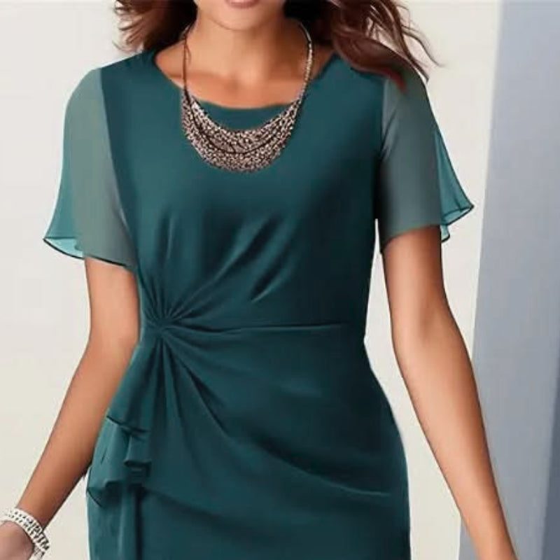 Wivina | Midi Dress with Flutter Sleeves and Ruffle Hem for Women