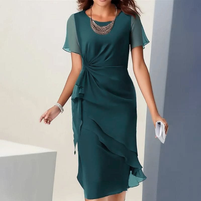 Wivina | Midi Dress with Flutter Sleeves and Ruffle Hem for Women