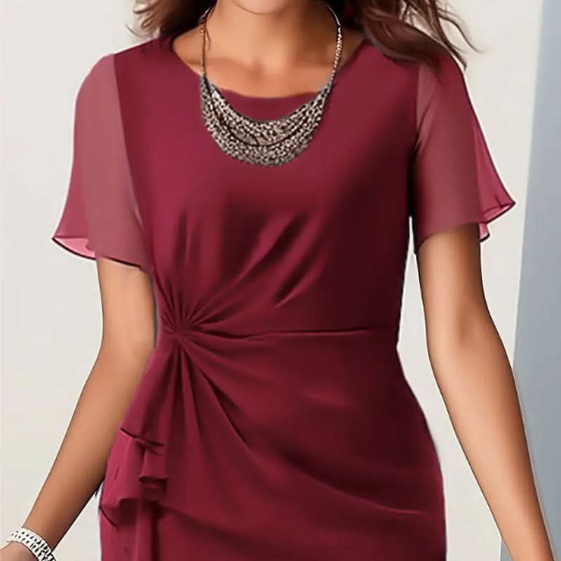 Wivina | Midi Dress with Flutter Sleeves and Ruffle Hem for Women
