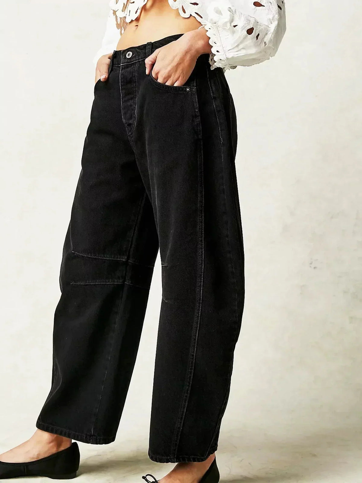 Women's Barrel Jeans | High Waisted Button Fly Fit