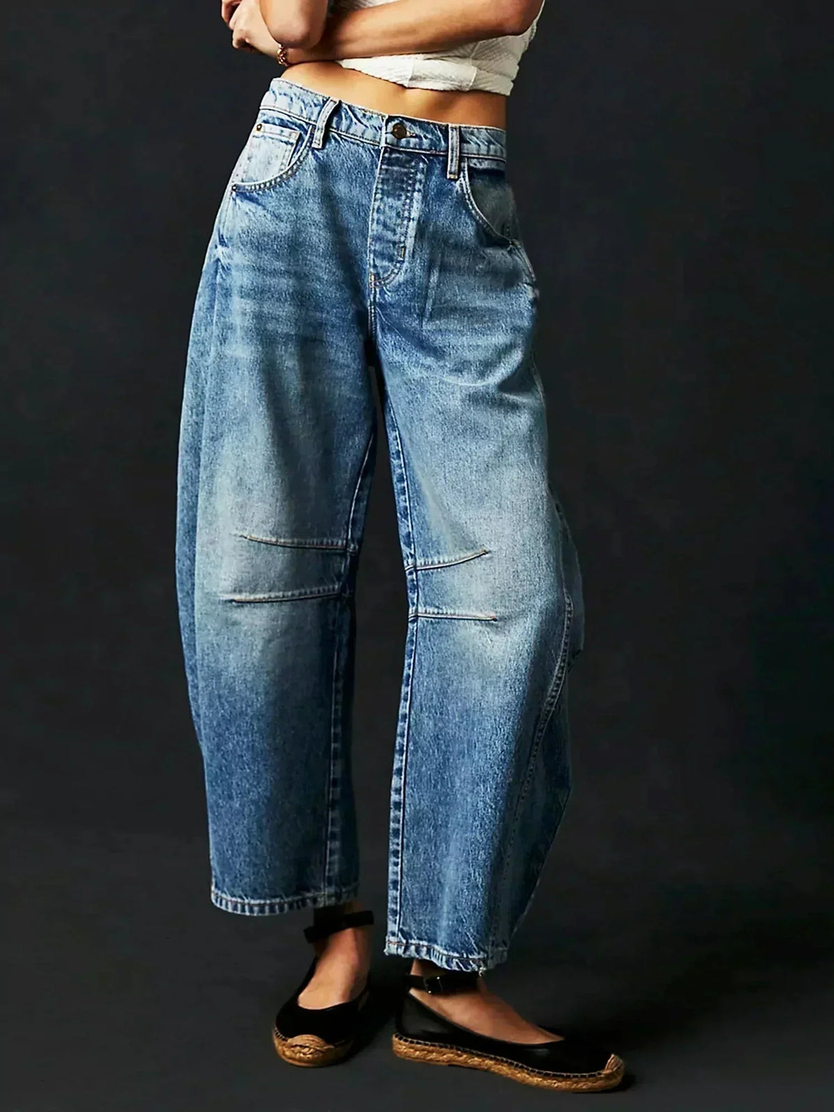 Women's Barrel Jeans | High Waisted Button Fly Fit