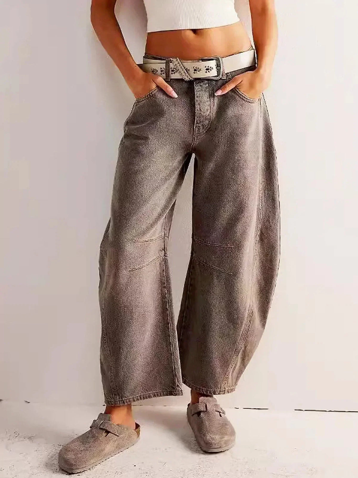 Women's Barrel Jeans | High Waisted Button Fly Fit