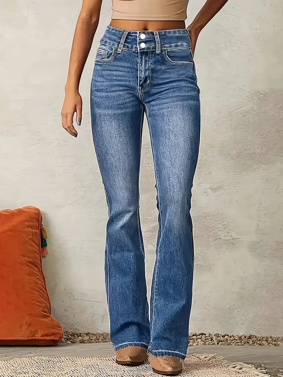 Women's Bootcut Jeans | Medium Blue High Waist Flare
