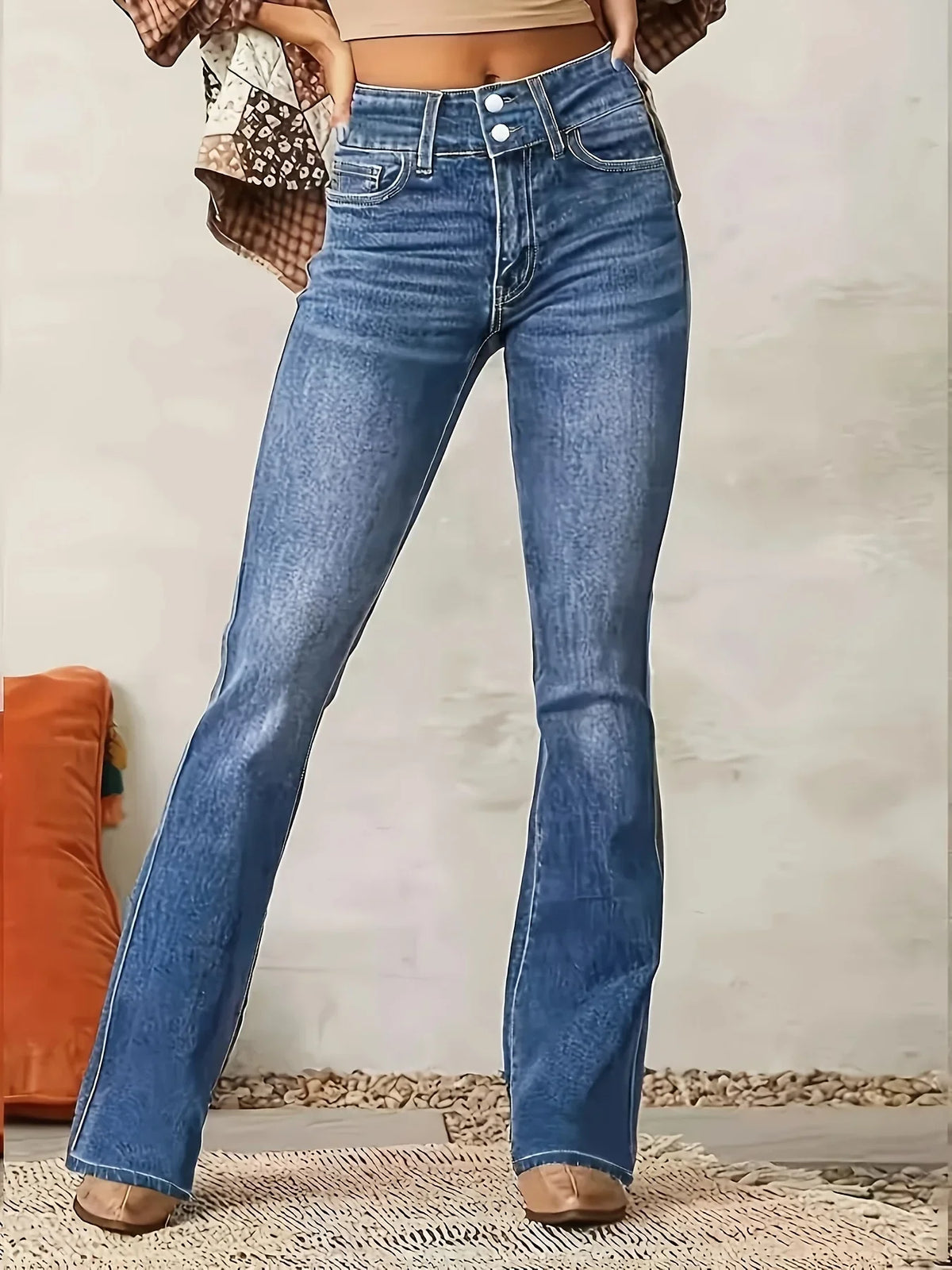 Women's Bootcut Jeans | Medium Blue High Waist Flare