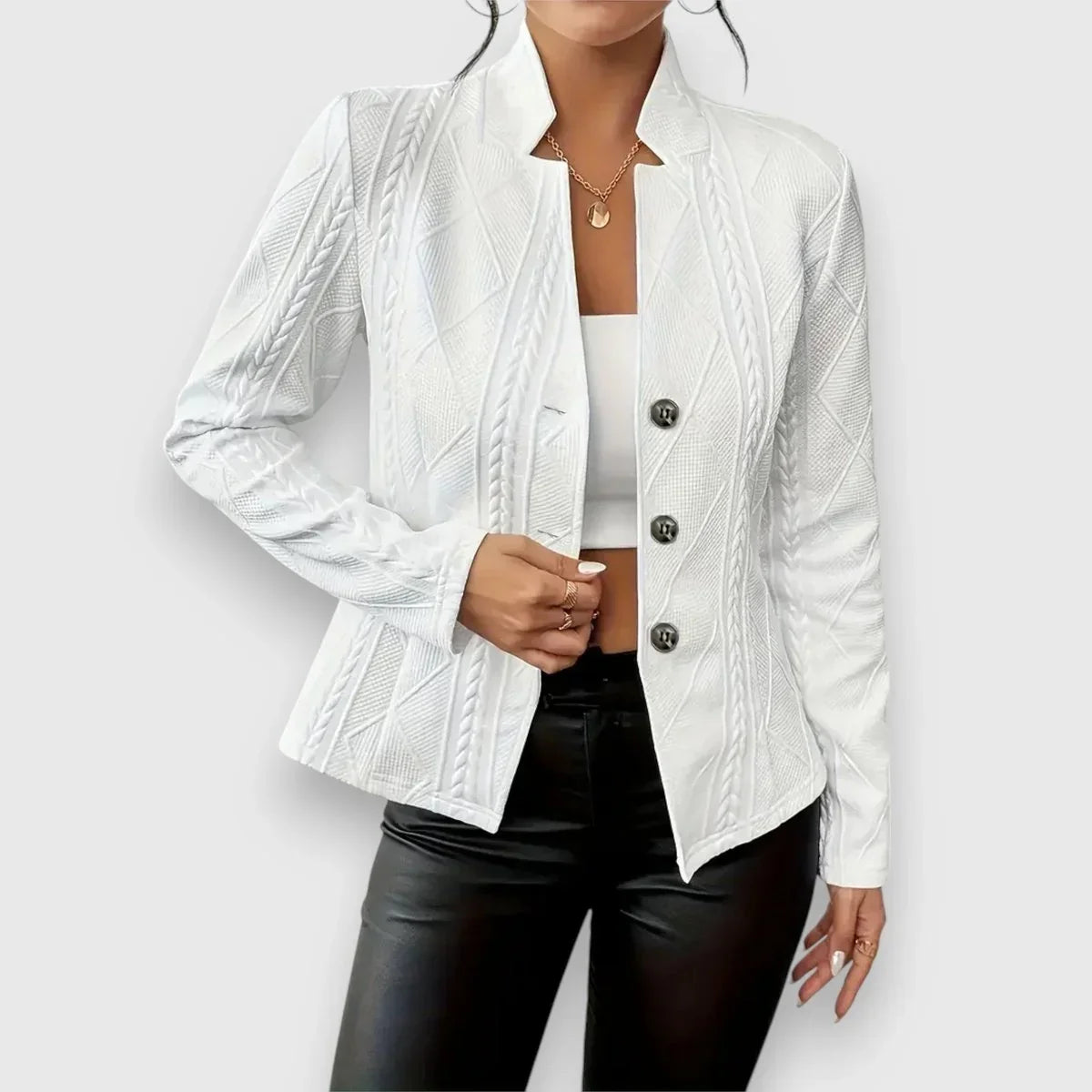 Women's Cable Knit Sweater | Mock Neck Long Sleeve Fitted