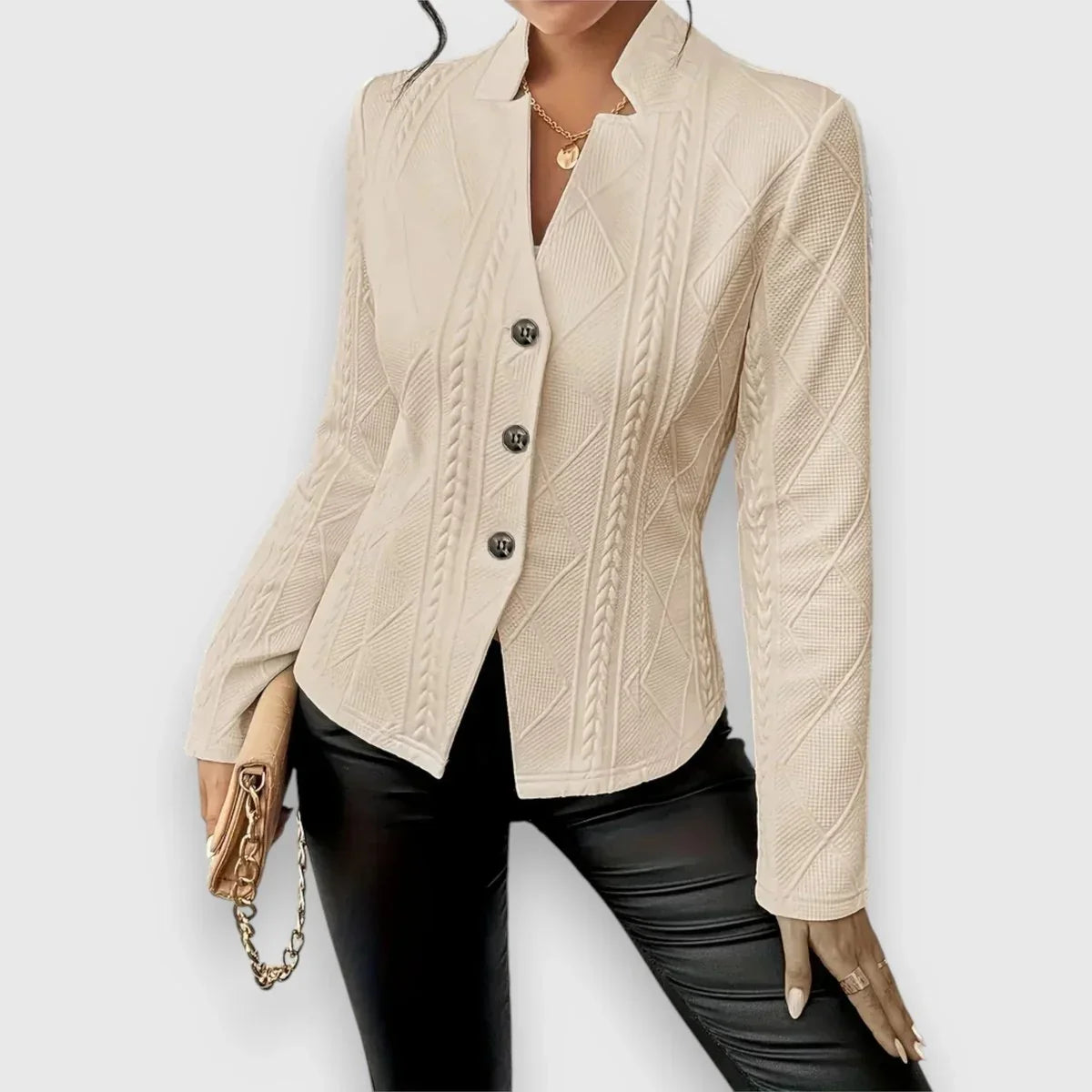 Women's Cable Knit Sweater | Mock Neck Long Sleeve Fitted