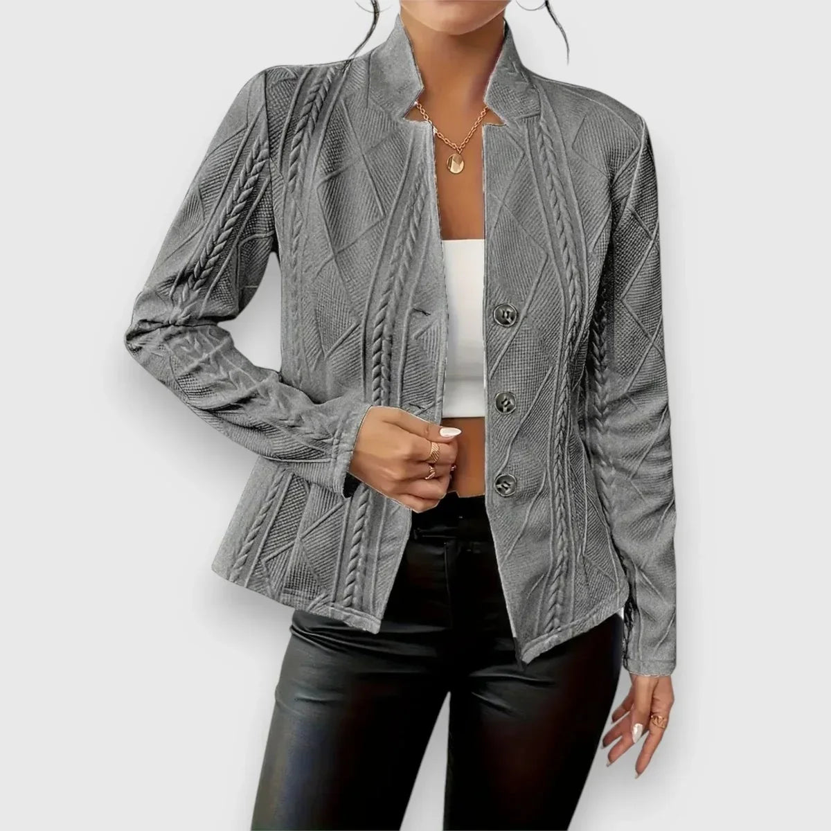Women's Cable Knit Sweater | Mock Neck Long Sleeve Fitted