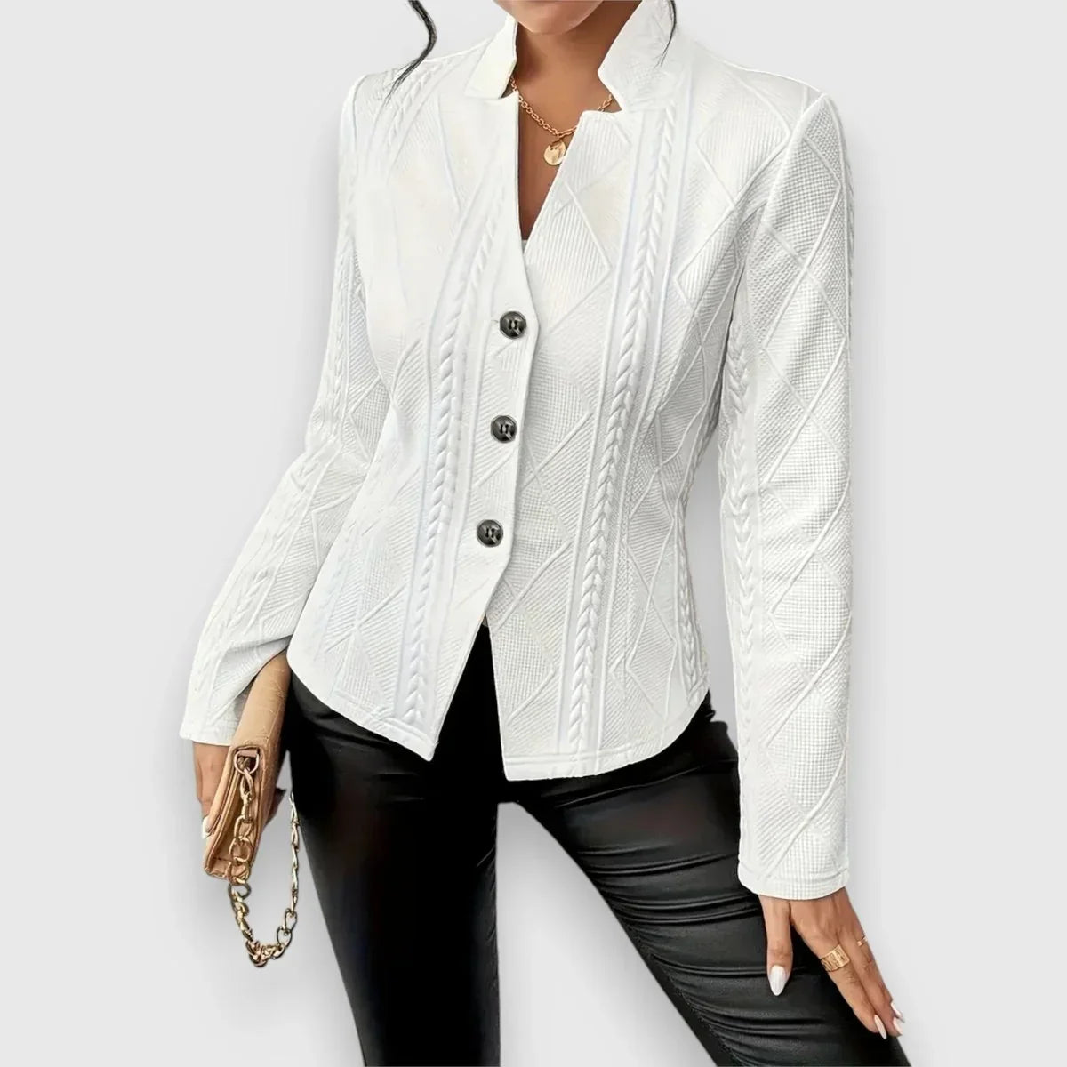 Women's Cable Knit Sweater | Mock Neck Long Sleeve Fitted