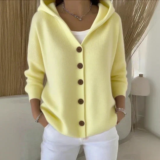 Women's Cardigan Sweater | Hooded Button Front Knit