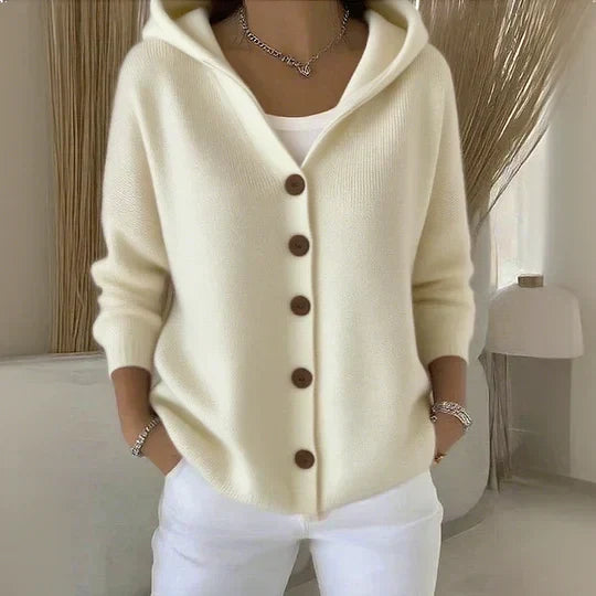 Women's Cardigan Sweater | Hooded Button Front Knit