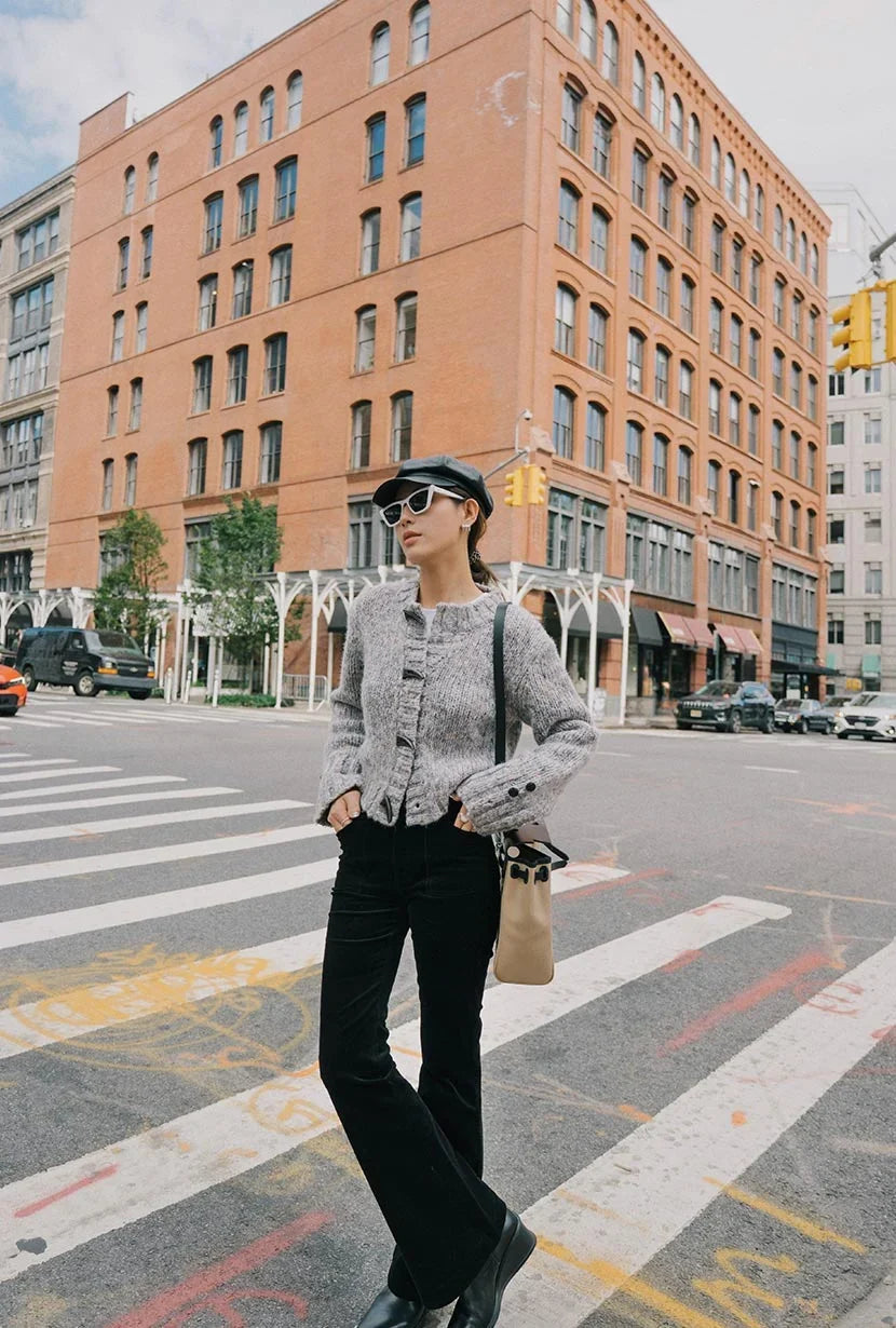 Women's Corduroy Pants | Black Flared Flare Leg