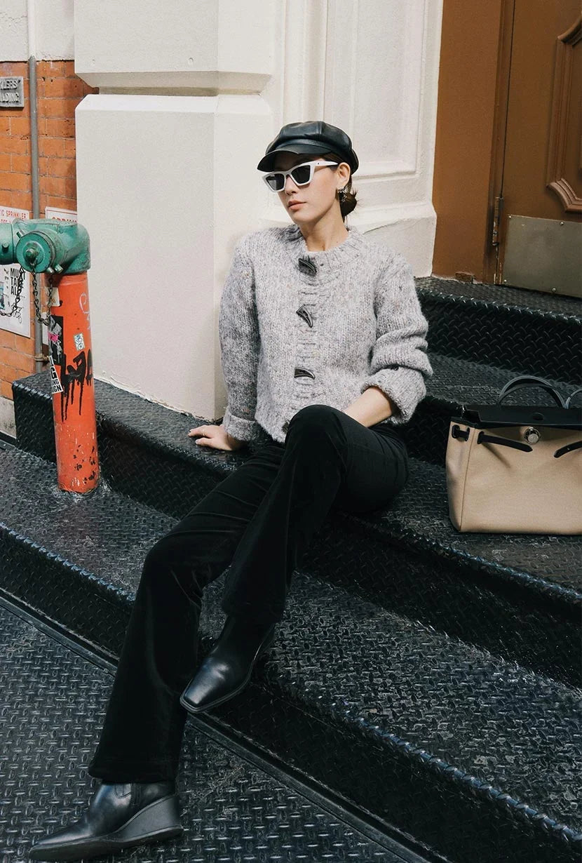 Women's Corduroy Pants | Black Flared Flare Leg