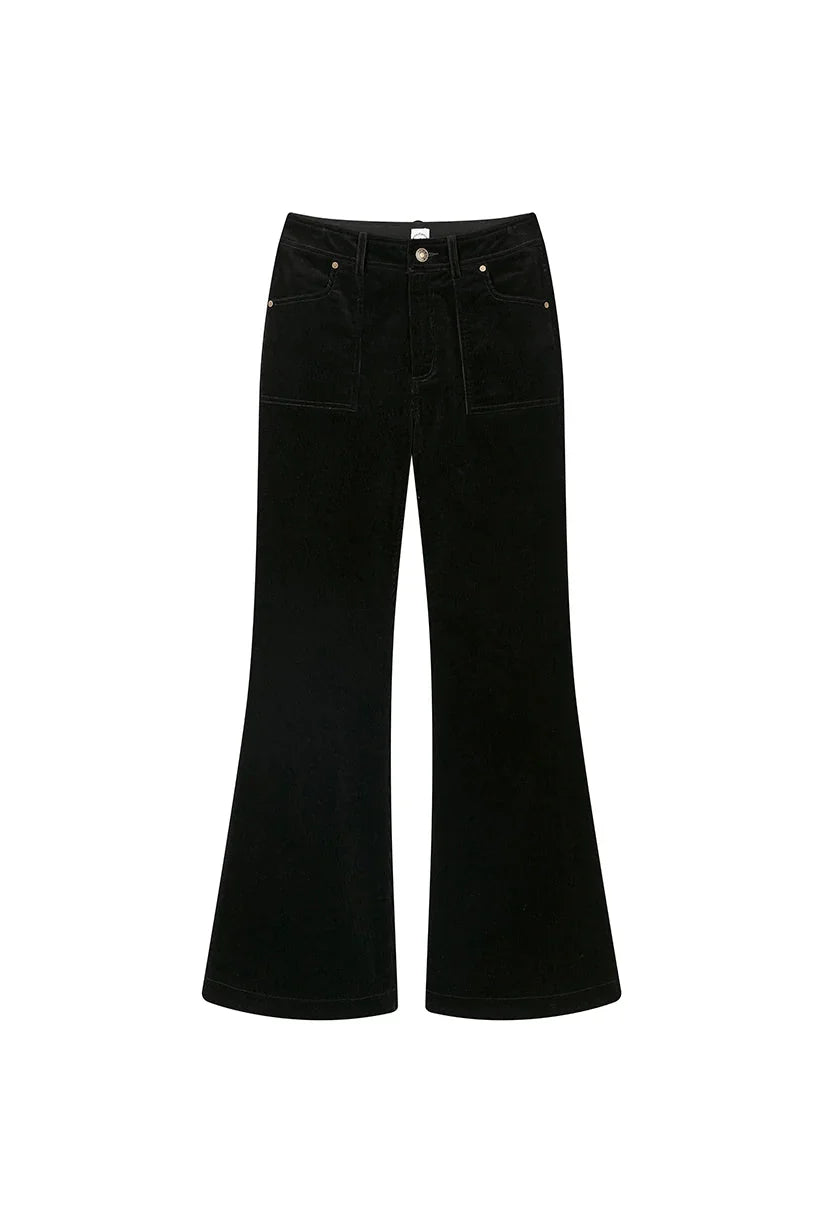 Women's Corduroy Pants | Black Flared Flare Leg