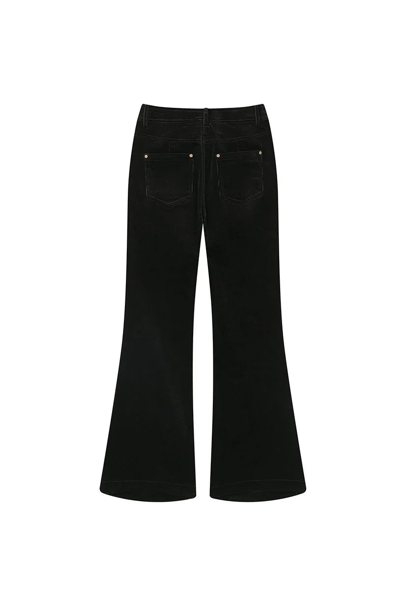 Women's Corduroy Pants | Black Flared Flare Leg