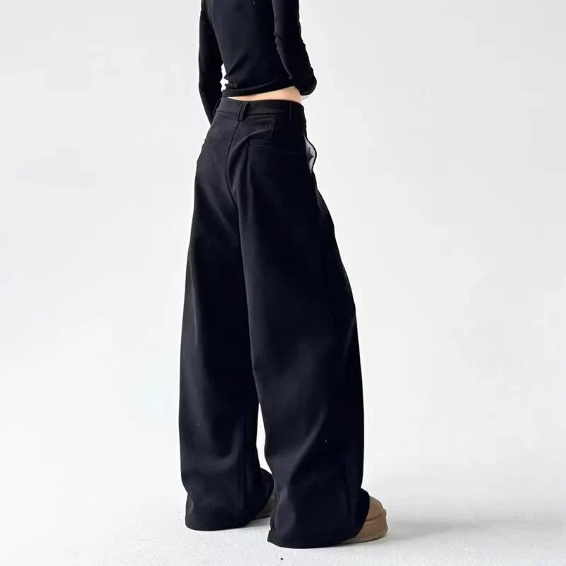 Women's Corduroy Pants | High Rise Wide Leg Pleated Button Front