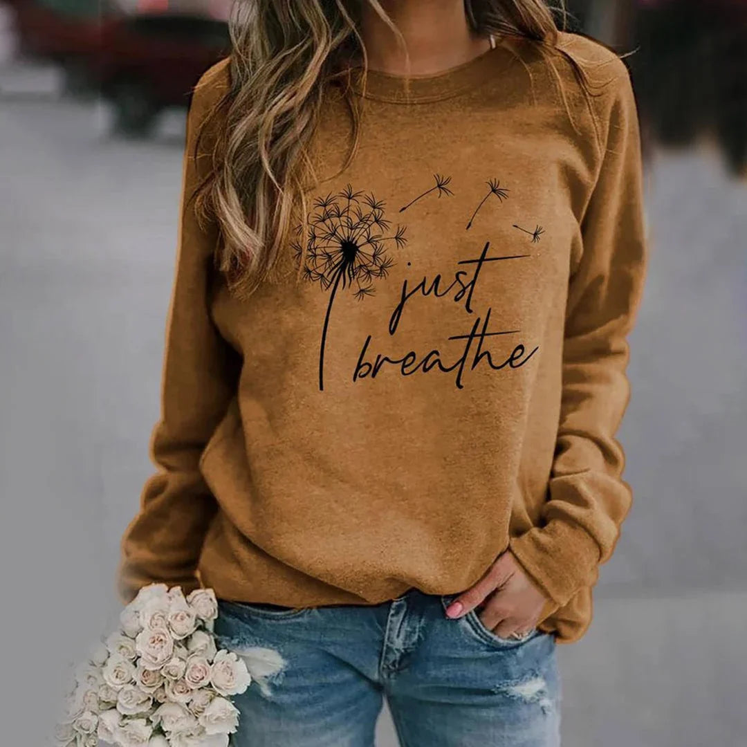 Graphic Sweatshirt - Just Breathe Crewneck Women's Sweatshirt