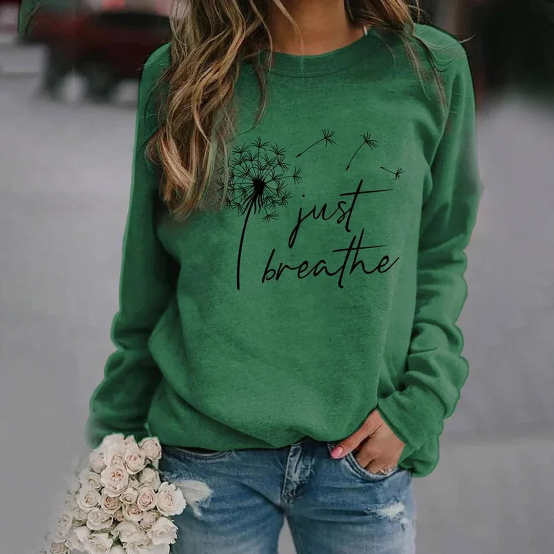 Graphic Sweatshirt - Just Breathe Crewneck Women's Sweatshirt