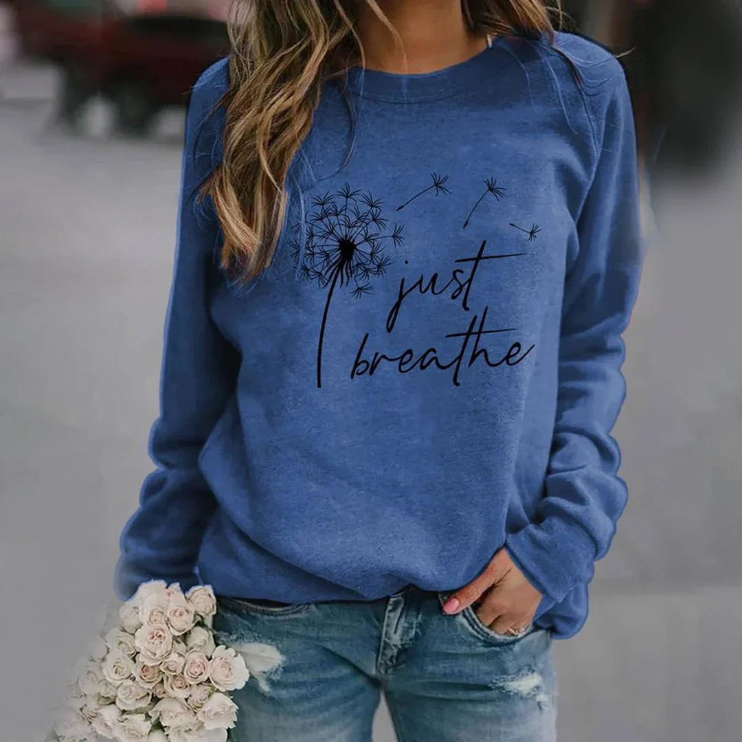 Graphic Sweatshirt - Just Breathe Crewneck Women's Sweatshirt