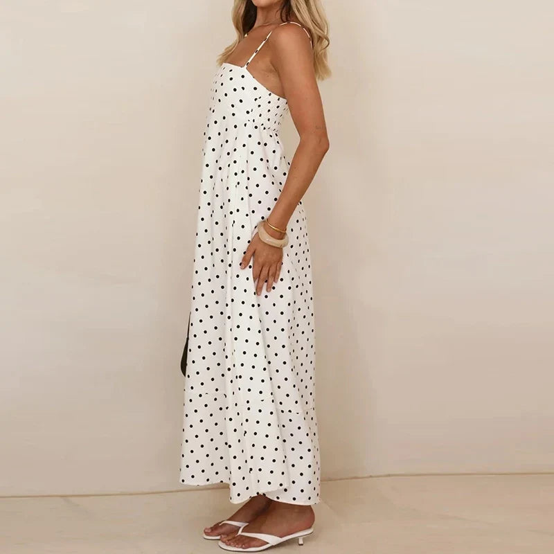 Women's Dress | Maxi Polka Dot Spaghetti Strap