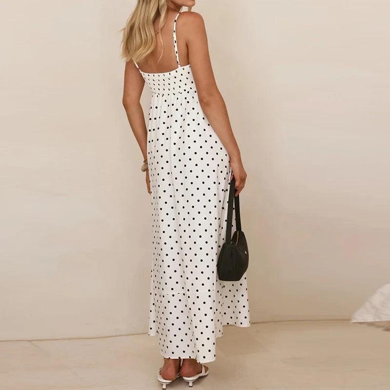 Women's Dress | Maxi Polka Dot Spaghetti Strap