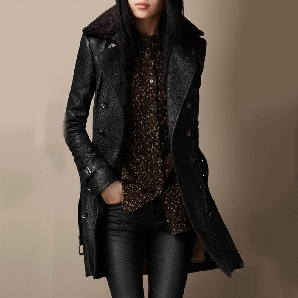 Belted Trench Coat - Double Breasted Women's Longline Coat