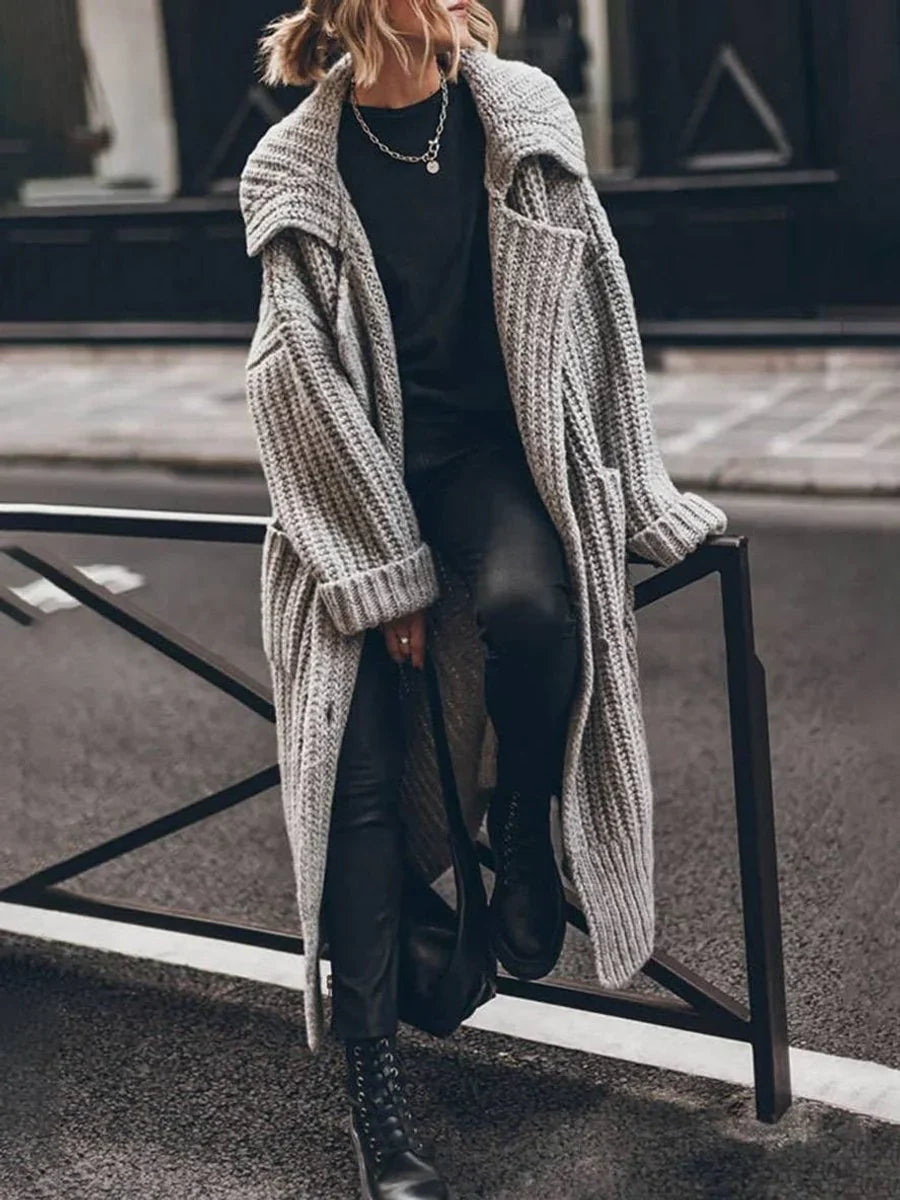 Long Cardigan - Oversized Button Front Women's Cardigan