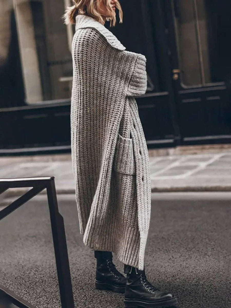 Long Cardigan - Oversized Button Front Women's Cardigan
