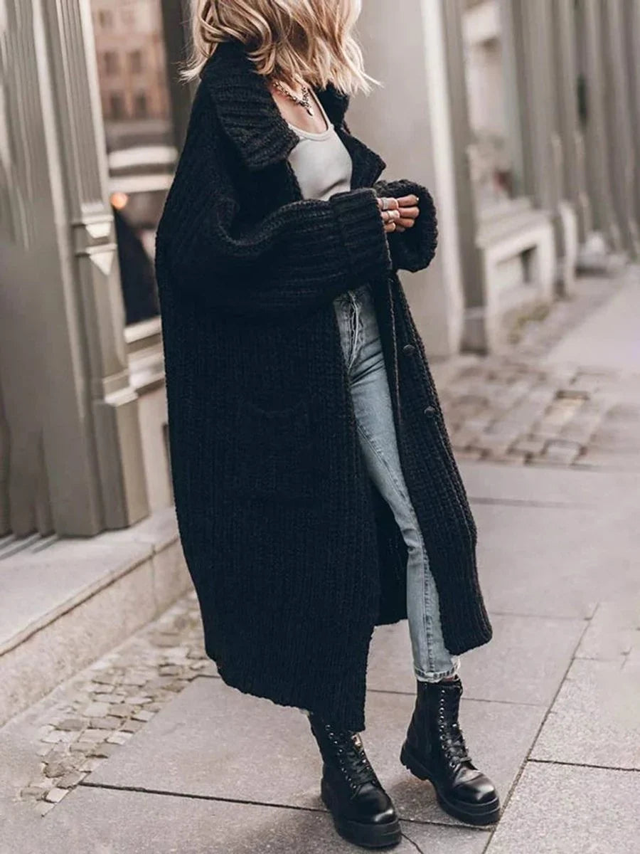 Long Cardigan - Oversized Button Front Women's Cardigan