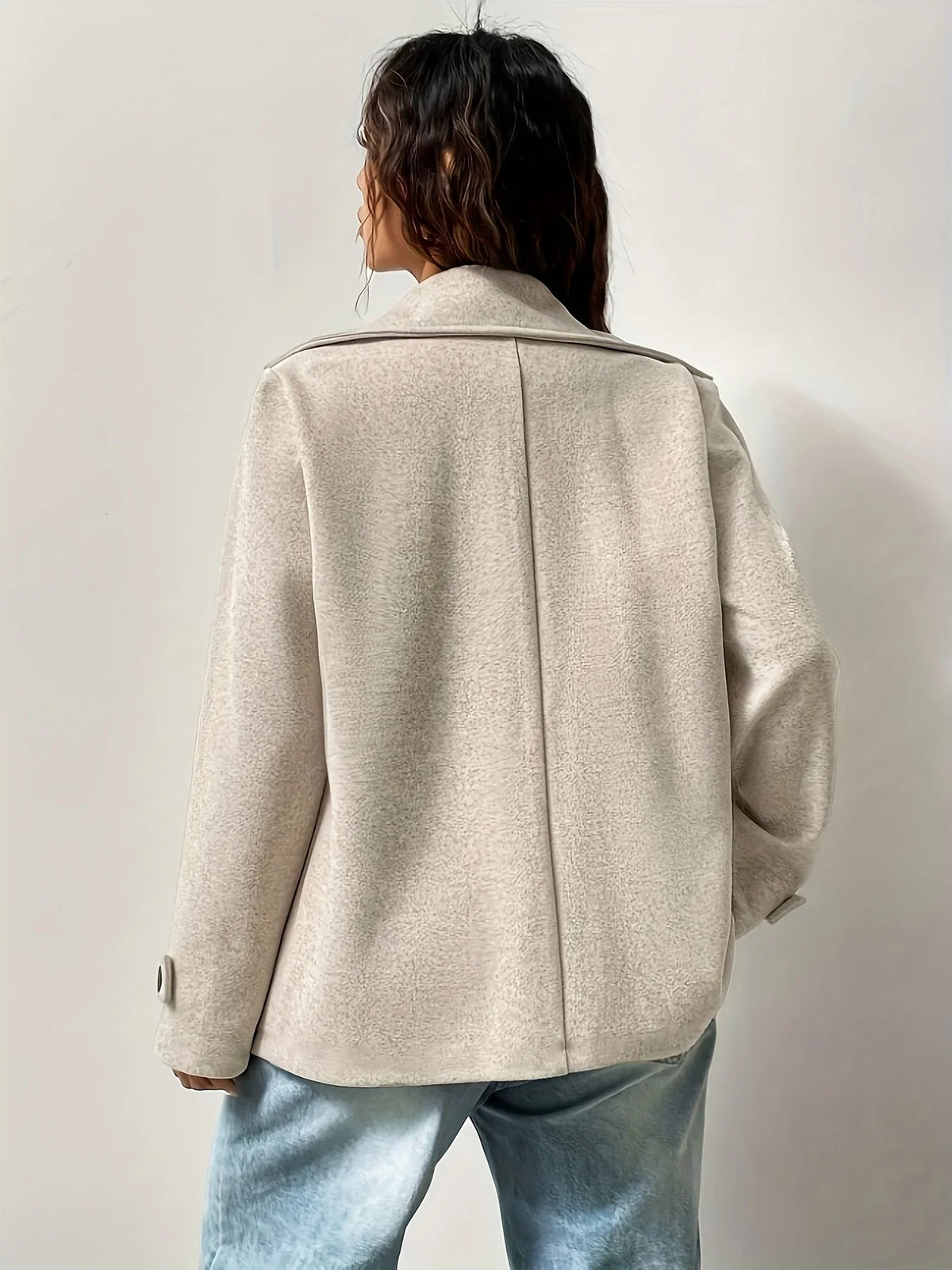 Women's Pea Coat | Double Breasted Notched Collar Long Sleeve